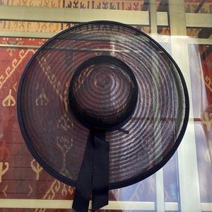 Black horsehair sunhat black grosgrain Eugenia Kim